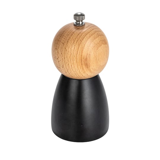Hello Honey® Black & Natural Two-Tone Rubberwood Salt & Pepper Mill